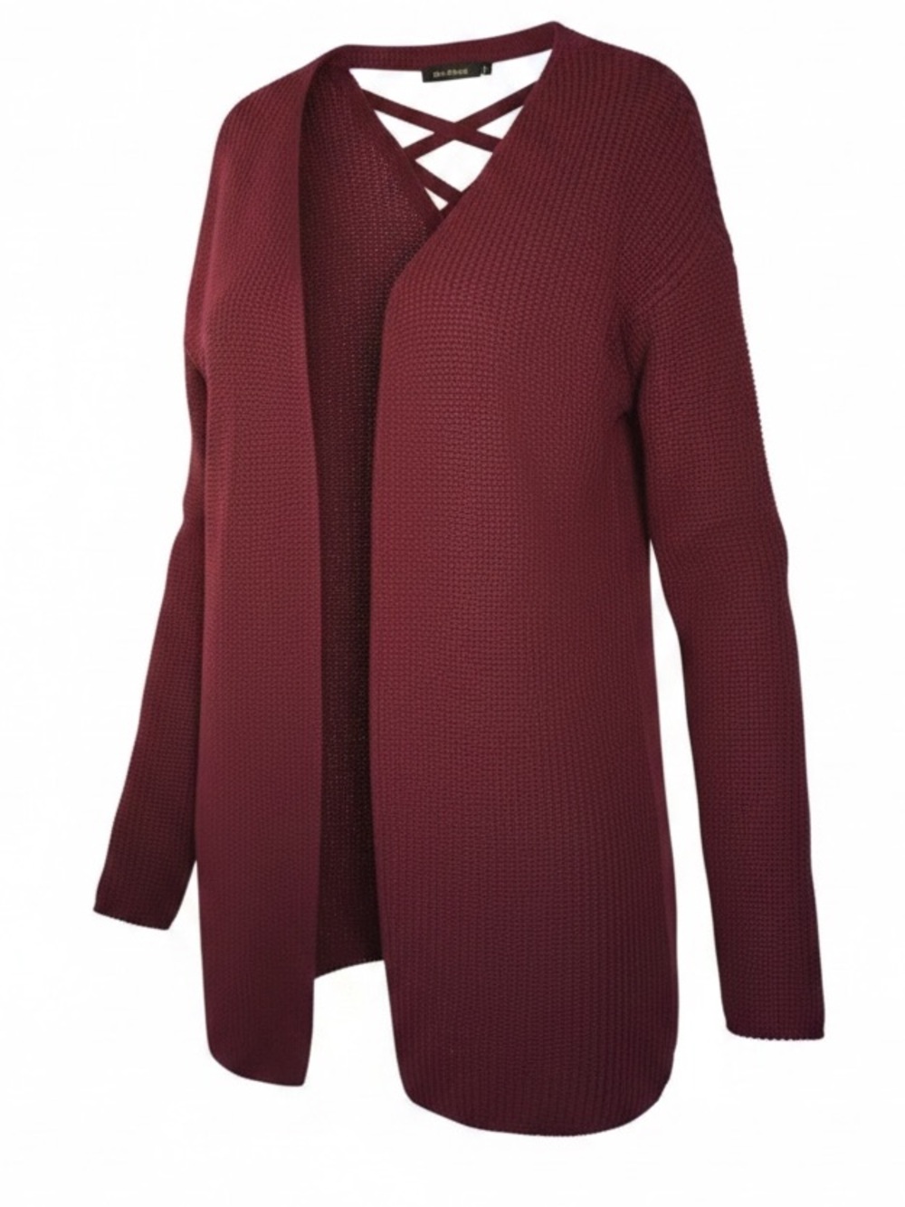 Love Tree Burgundy Lace Up Back Open-Front Cardigan Size L